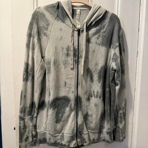 Alo Yoga Space Tie-Dye Full Zip Hoodie - Blue/Grey - Size Medium